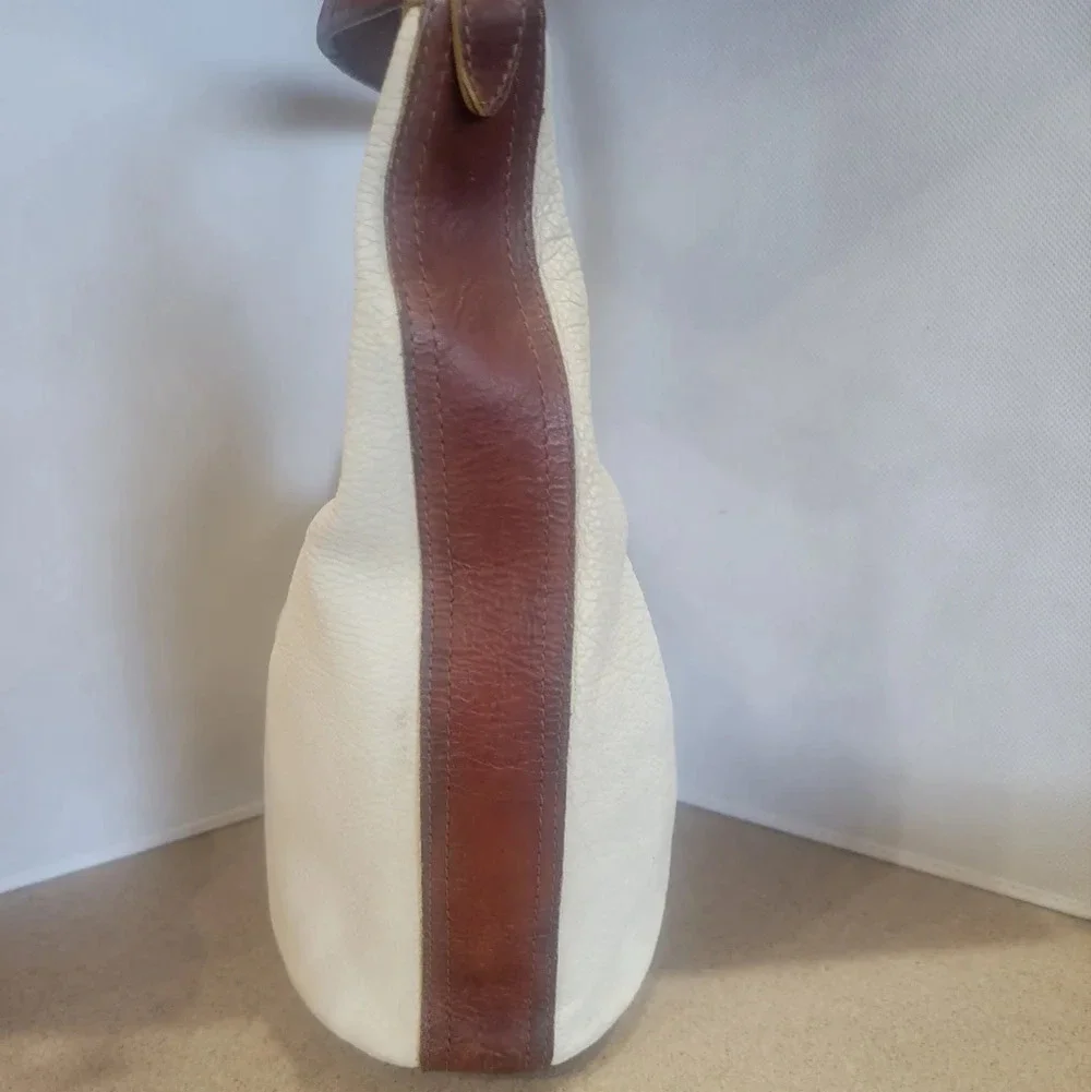 VALENTINA IVORY & BROWN‎ LEATHER SHOULDER HANDBAG